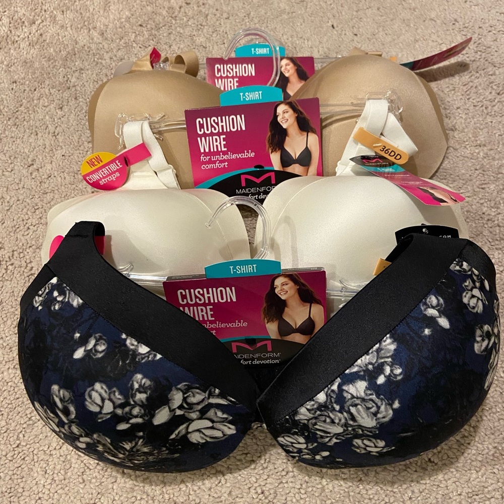 3 Maidenform Comfort Devotion T-Shirt bras size 36DD--NWT